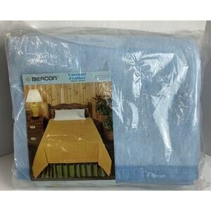 Vintage Beacon Blanket Carousel Heather Nylon Trim Binding Blue Twin/Full New‎